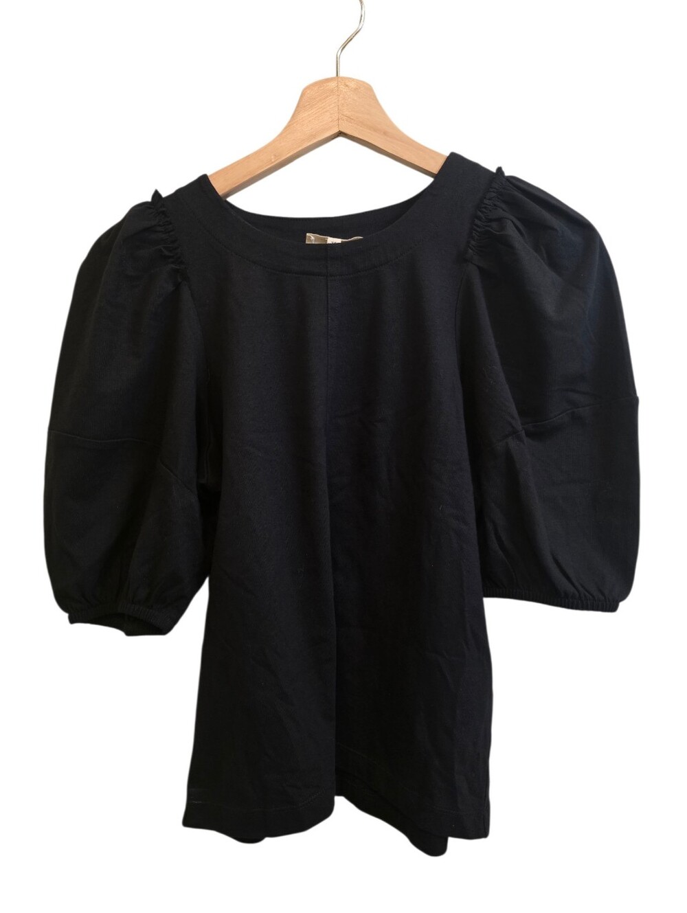 Madewell EUC Black Puff Sleeve Shortsleeve Casual Minimalist Blouse Size XS